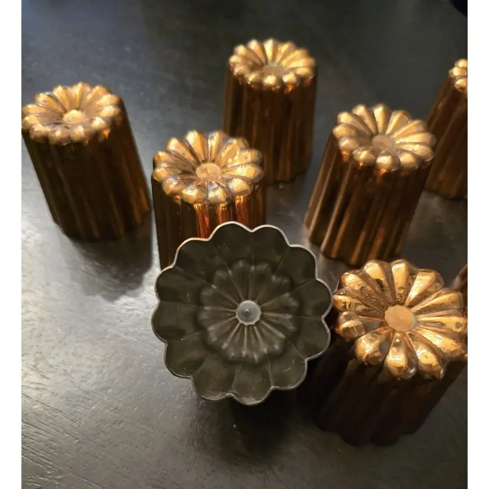 Set 8 Solid Copper French Canelé Molds 67g Professional Grade - Tin Lined 2-1/8”